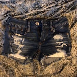 Dark wash high waisted American eagle shorts